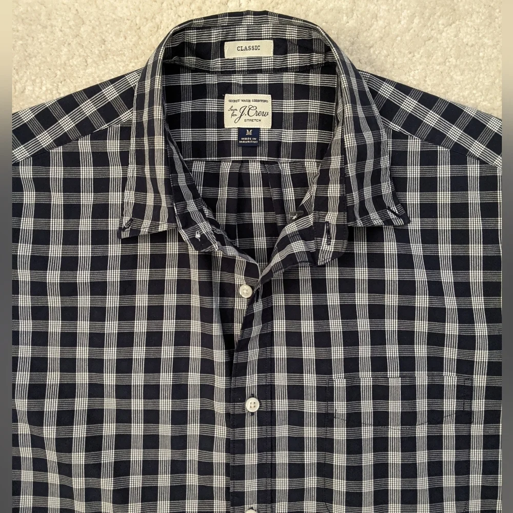 J.Crew blue white plaid shirt